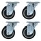 Bk Resources 4-inch Plate Casters, Polyurethane Wheels, Top Lock Brake, 300lb Capacity, 4PK 4SBR-1PT-PLY-PS4 - alternate 4